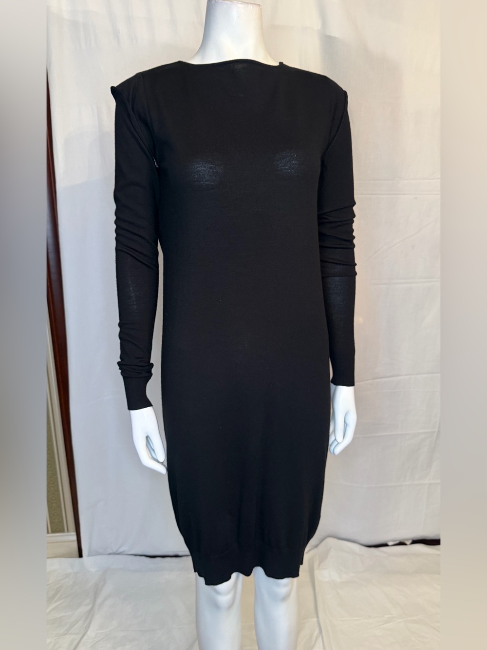 Patrizia Pepe Black Long-Sleeve Knit Shift Dress